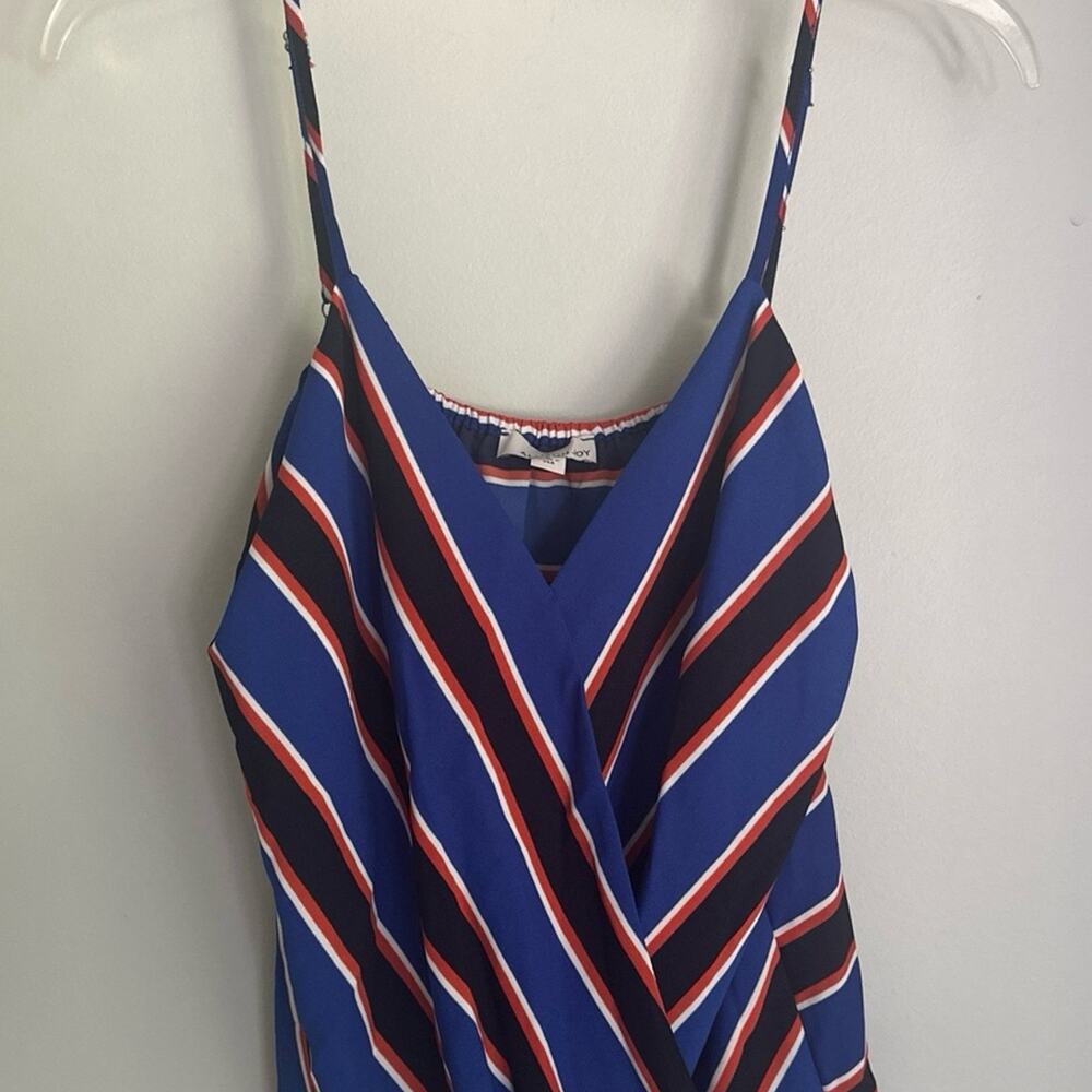 EUC Allison Joy by Evereve women’s small, blue, striped, surplice tank top